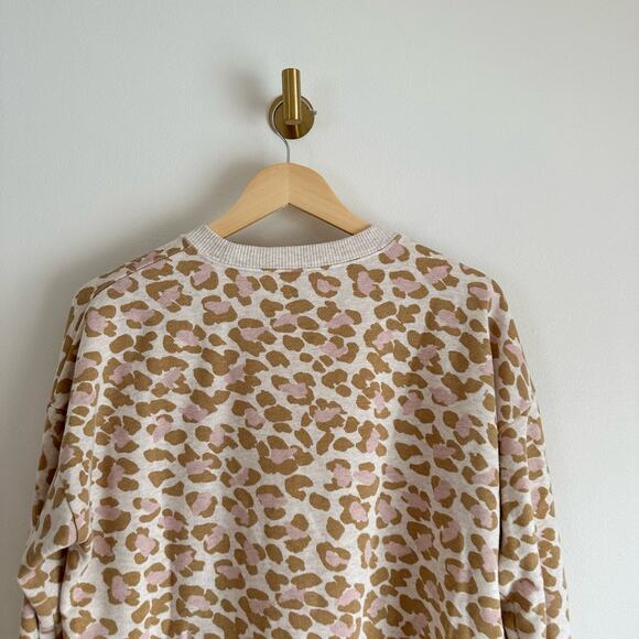 Aerie Oversized Desert Leopard Print Crewneck Pullover Sweatshirt - Picture 8 of 8